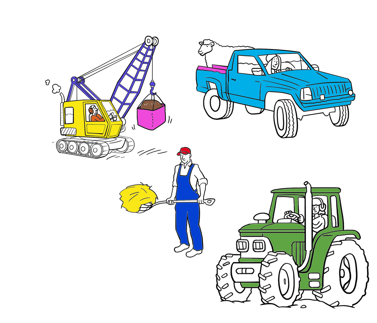 colour in cars, trucks and tractor gifts