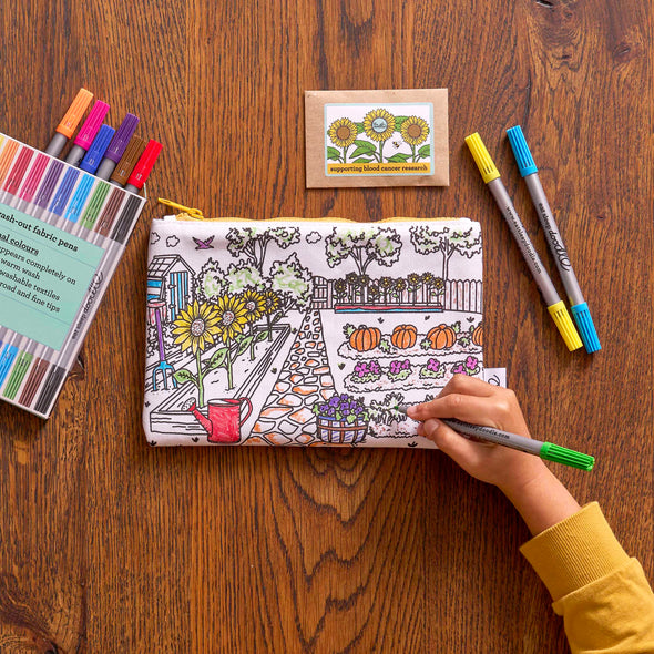 colour in & grow sunflower pencil case