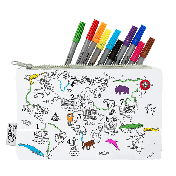 world map pencil case - party pack of 10