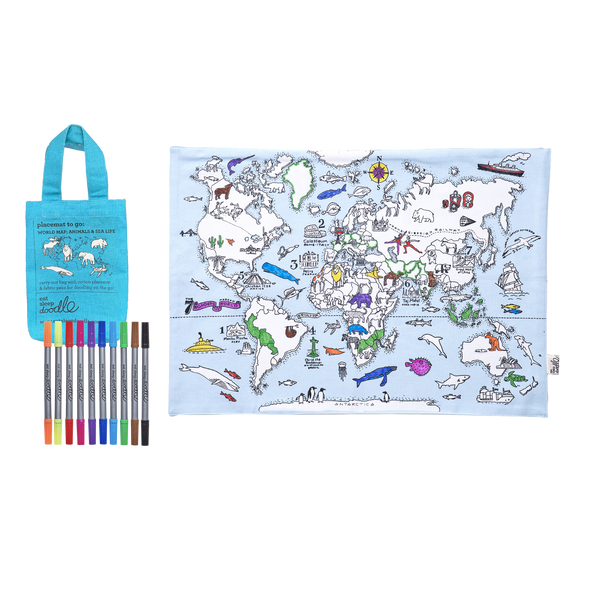 world map placemat to go - party pack of 10