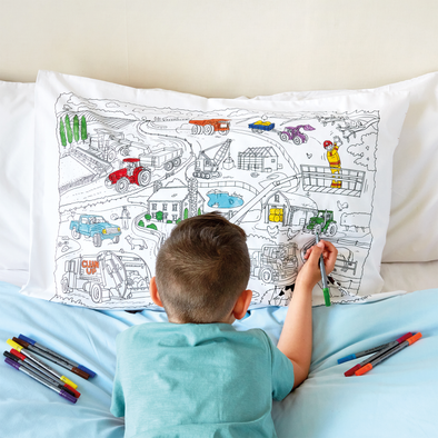 cars, trucks & tractors pillowcase - party pack of 10