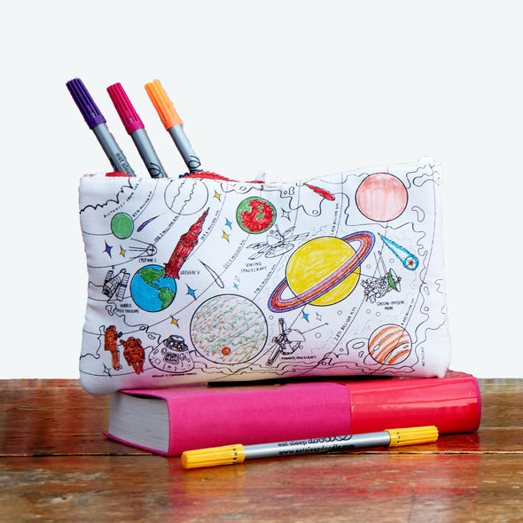 space explorer pencil case - colour in & learn