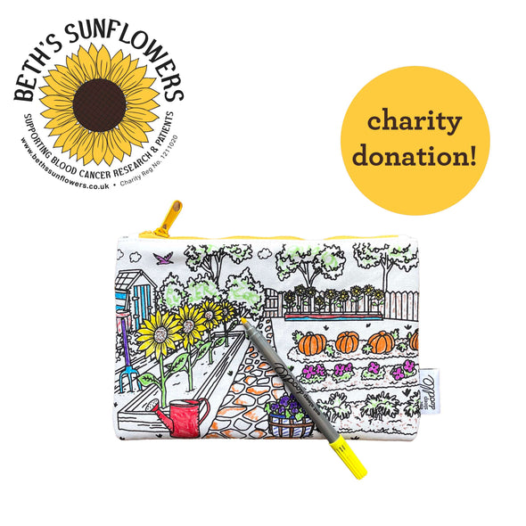 colour in & grow sunflower pencil case
