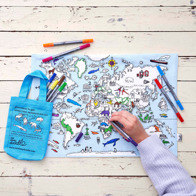 world map placemat to go - party pack of 10