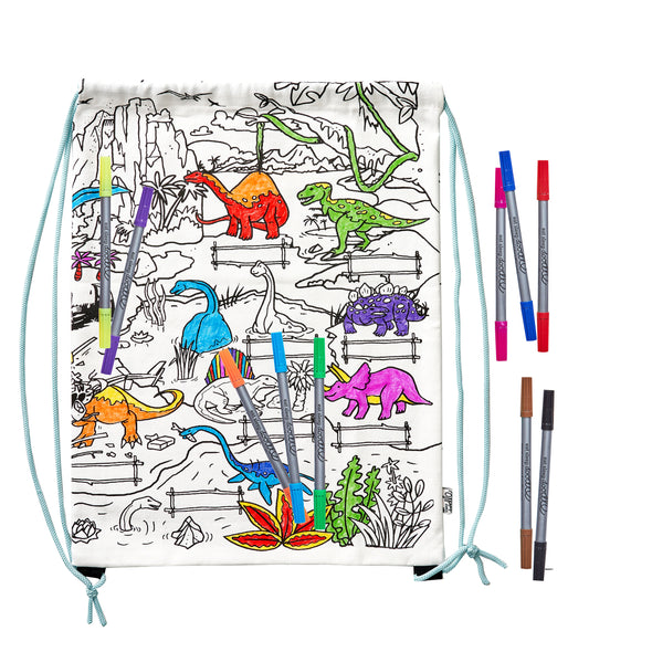 colour in dinosaur backpack