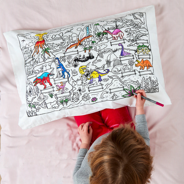 colour your own dinosaur pillowcase