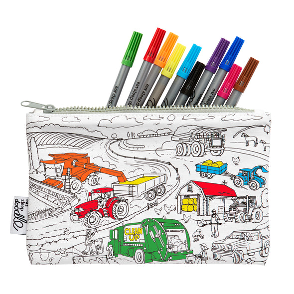 cars, trucks and tractors pencil case - party pack of 10