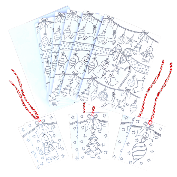 colour-in Christmas cards & gift tags