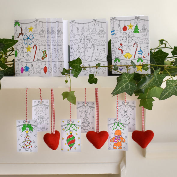 colour-in Christmas cards & gift tags