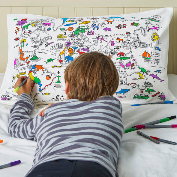 Color your sales own map pillowcase