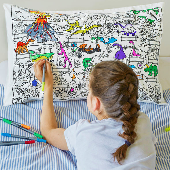 colour in pillowcase for kids dinosaurs 