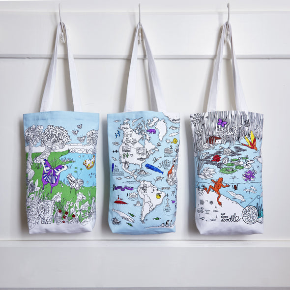 eatsleepdoodle tote bags for all ages